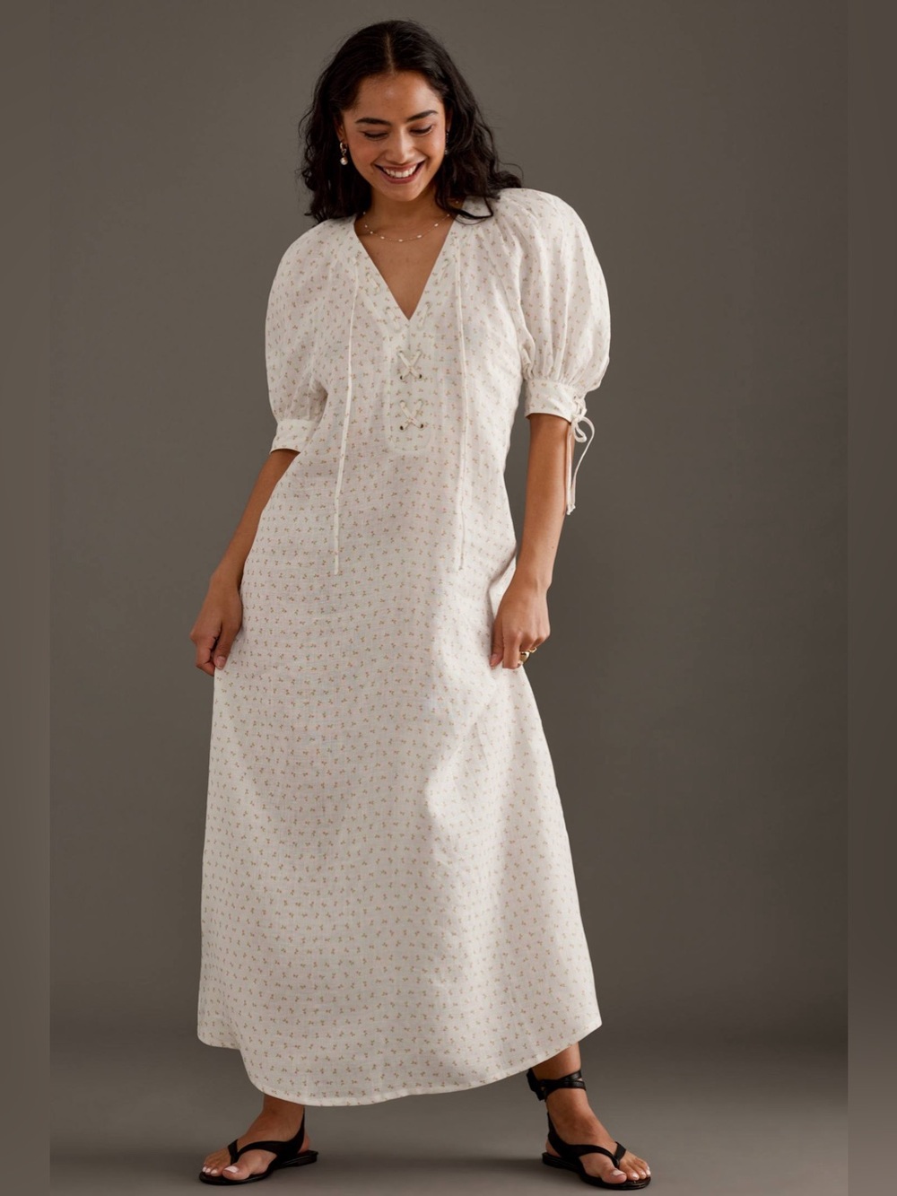 SLEEPER - Garden Linen Dress in Garden Rose - Size S